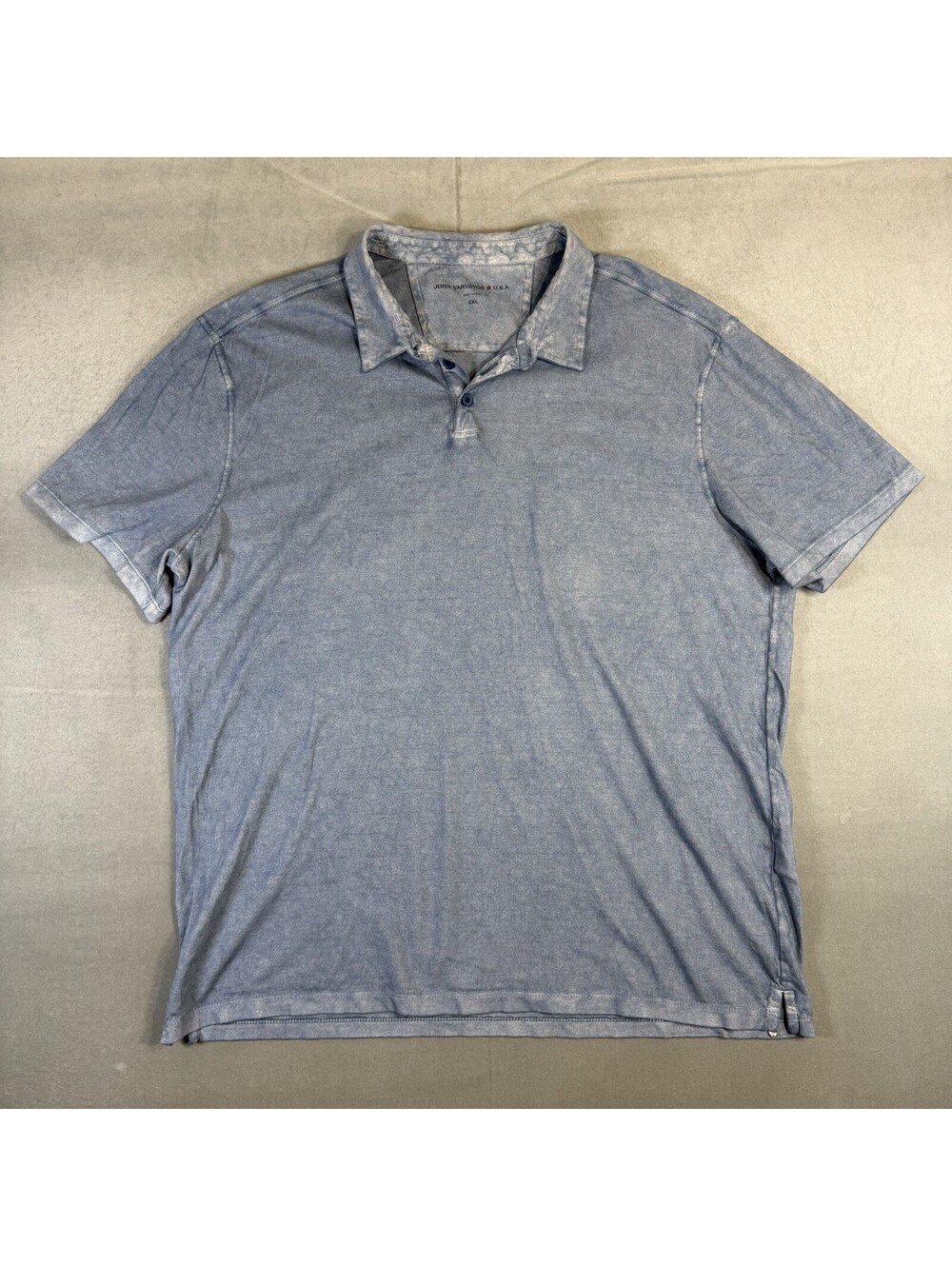John Varvatos Polo Shirt Mens XXL Blue Washed Cotton Peru